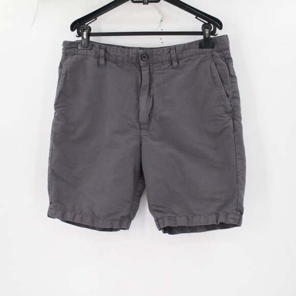John Varvatos Shorts Men's 34 Johnny Flat Front 8" Cotton Linen Mid Rise gray - Picture 1 of 11